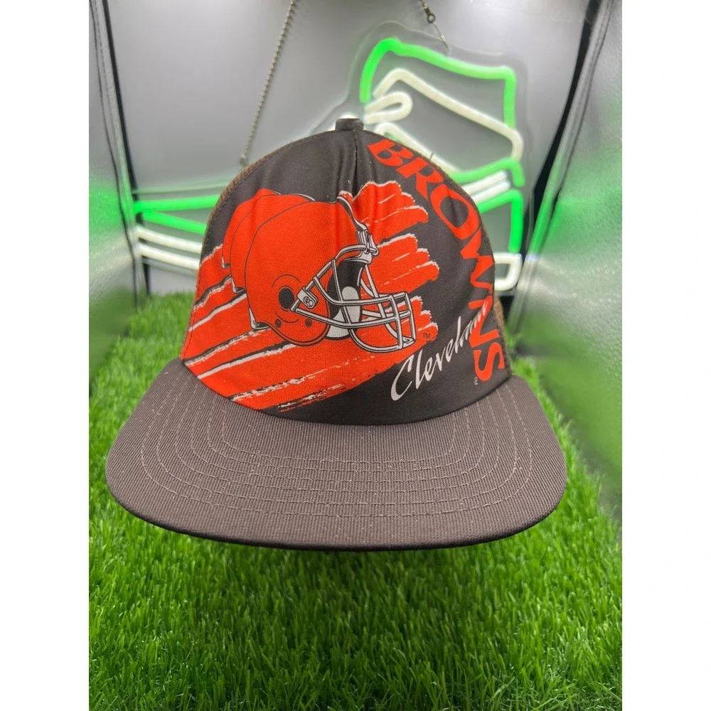 Vintage Cleveland‎ Browns NFL New Era Mesh Snapback Cap Trucker Hat OSFM